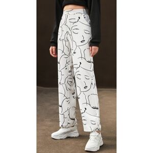 SHEIN High Waist Figure Print Wide Leg Pants